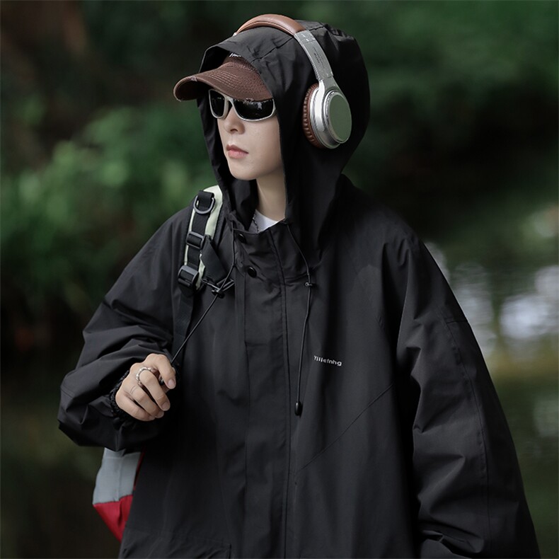 冲锋衣外套男女宽松春秋户外工装防水登山服连帽情侣夹克，男装夹克，星座410-6（原星座1304-1）