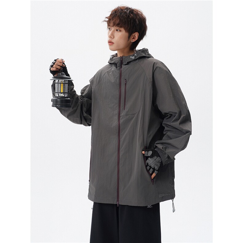 M-8XL户外轻薄透气连帽外套皮肤衣防晒衣防晒服大码TZ1711/P100,男装防晒衣,电商B238