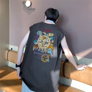 已注册得物直播抖音品质250克重磅纯棉男无袖背心T恤T568P28控39图片