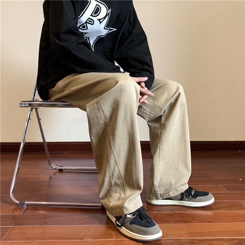 D205K1900P45控58纯色秋季日系拖地裤宽松潮流休闲裤，男装休闲裤，电商D205