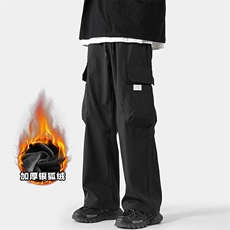 特P40无差价改加绒设计感伐木裤大码抽绳束脚裤男K1179J加绒，男装休闲裤，电商A082