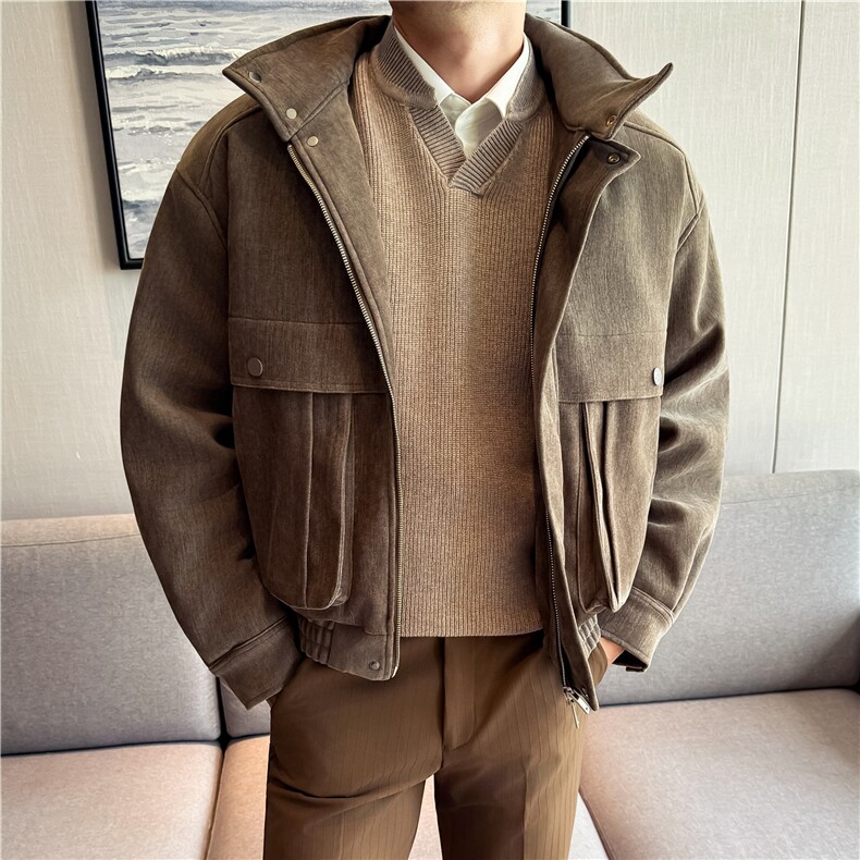 莱赛尔立领加厚保暖棉衣男工装棉服冬季飞行立领外套M25083-P210图片