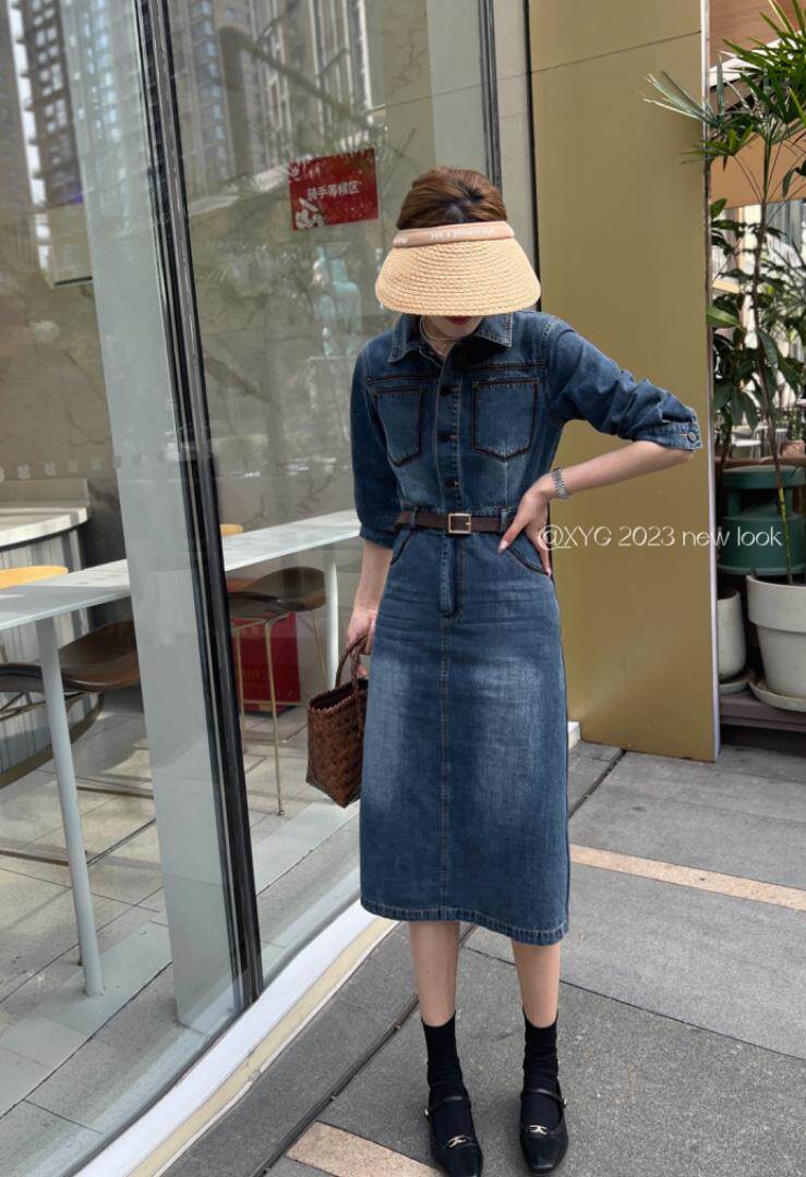 牛仔连衣裙，女装连衣裙，幸运阁