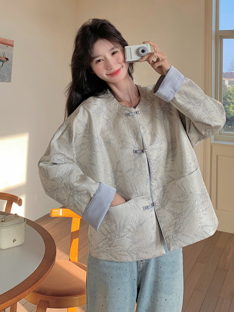 新中式国风提花外套女2025春季新款设计感小众复古宽松短款上衣潮,女装短外套,C位
