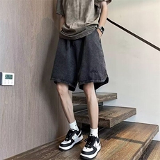 牛仔短裤男夏季渐变高街潮流水洗直筒裤子宽松休闲薄款五分裤，男装牛仔裤，星座410-7