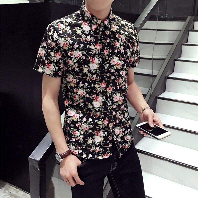 新款男士花衬衫短袖休闲衬衫228-CS12-P30图片