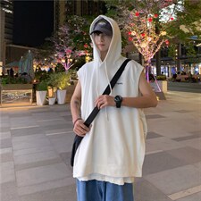 连帽衫背心男夏季外穿篮球运动坎肩宽松跨栏无袖t恤衣服MJ350-P30，男装背心/马甲，星座1008-1