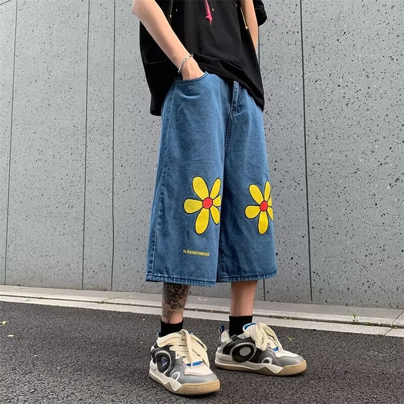 七分牛仔裤男士韩版潮流高街帅气2024夏季新款ins短裤RK1838-P39,男装牛仔裤,星座412-2
