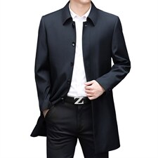 2021男士翻领时尚爸爸装中年休闲风衣男中老年外套潮ZL2136-P205图片