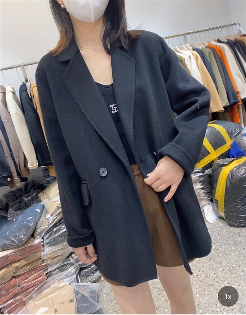 2022新款韩版宽松休闲羊毛双面呢大衣,女装其它,L·H·X