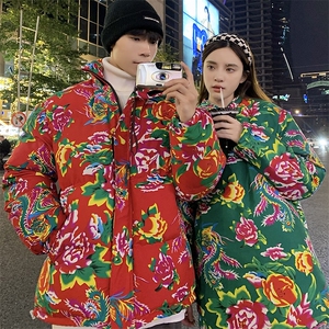 902情侣组合装棉衣外套保暖防寒男女东北大花袄风汉服团队服图片