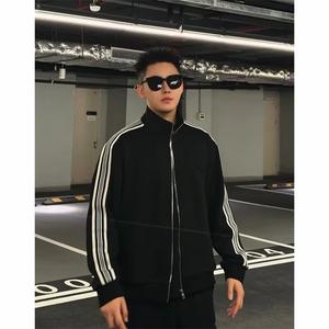 港风秋款男女运动套装卫衣三条杠条纹拼接外套TZ95 P75图片