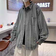 日系宽松条纹衬衫男春秋痞帅ins休闲衬衣C14P33，男装衬衫，星座1116-2