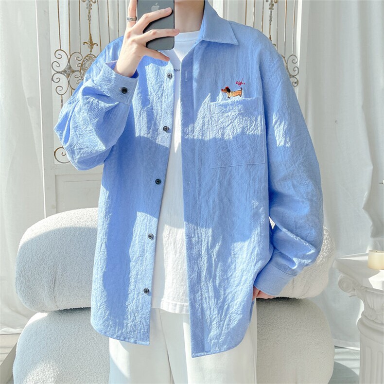 2025秋季新款旋律风车大码刺绣长袖衬衫M-5XHC25190-特P35，男装衬衫，电商A022