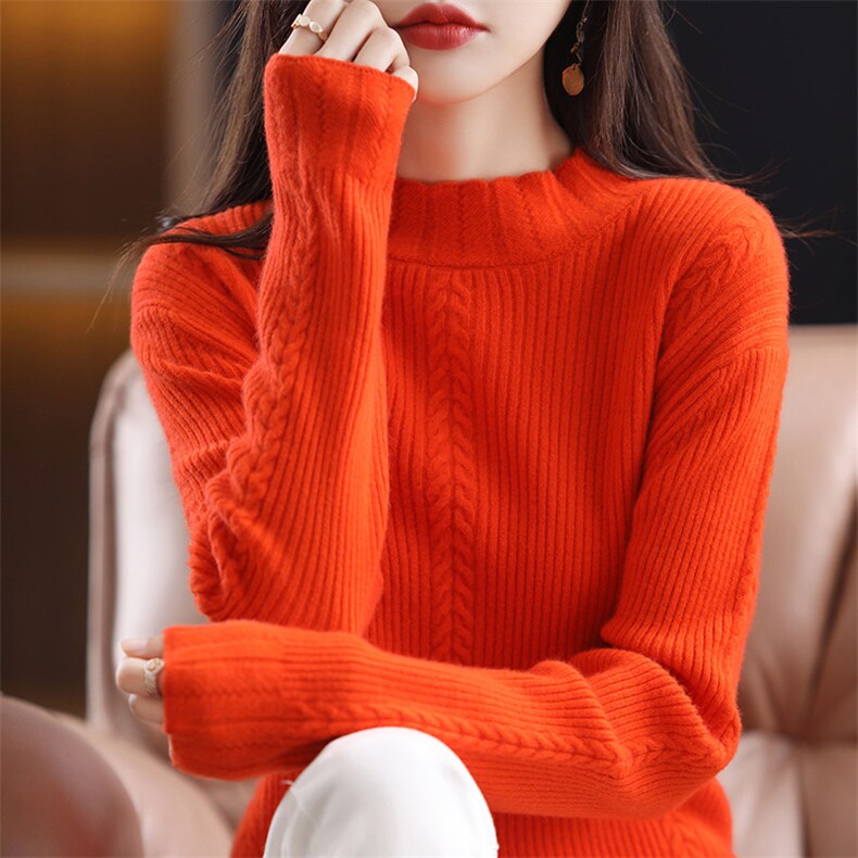 时尚百搭女士羊毛衫 羊毛柔软舒适 多色纯色显瘦修身图片