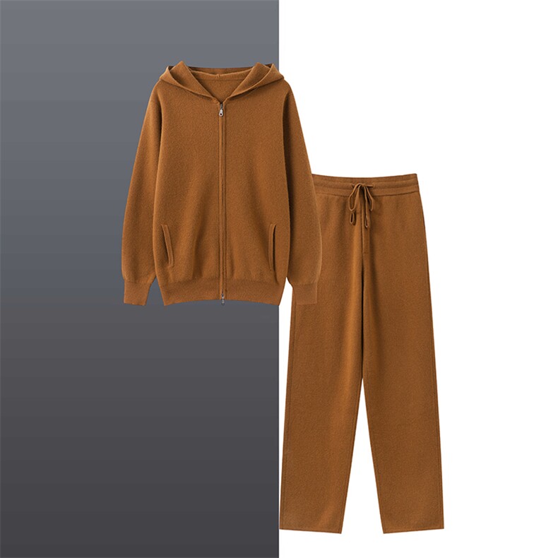 2025年秋季新款百搭男士长袖连帽长裤系带套装，男装休闲套装，绒之心羊绒