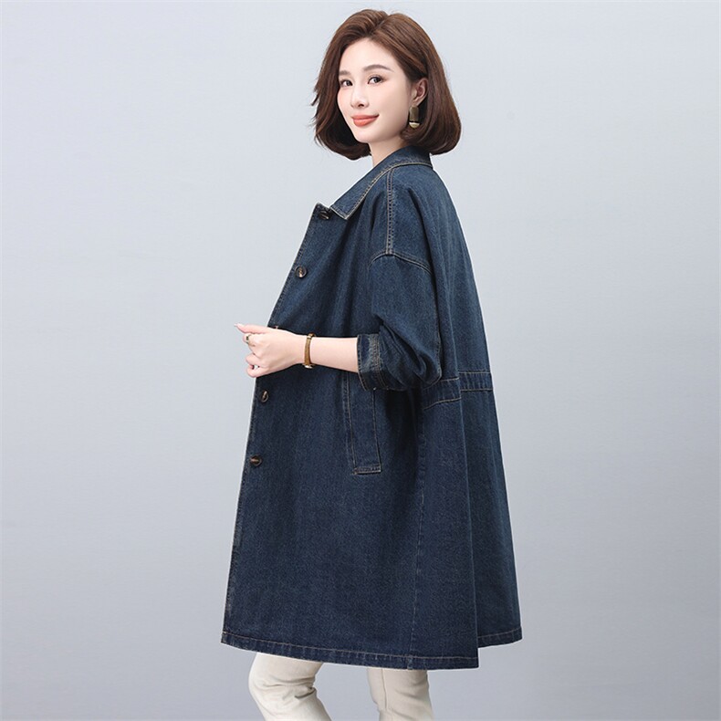 牛仔外套女款2024新款爆款春秋大码宽松气质妈妈风衣初秋薄款上衣,女装风衣,希欧阁