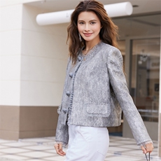 2025春转新款短袖宋锦提花短款玫瑰花小香风短款外套，女装短外套，2C091