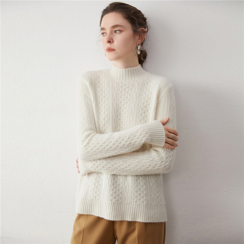 2025年秋季新款百搭女士7针小灯笼扭花，女装羊绒衫，蒂暖羊绒