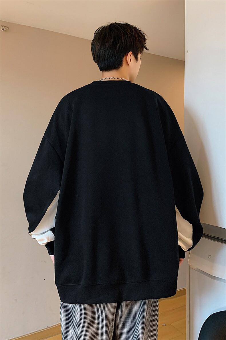 Y5039P35秋季港风拼接圆领卫衣男宽松长袖T恤打底衫外套,男装卫衣,星座1204-3