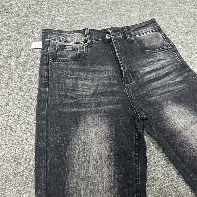 1506-1/KKP351/P42高街vibe风水洗黑色微喇叭牛仔裤直筒修身百搭,男装牛仔裤,星座1506-1