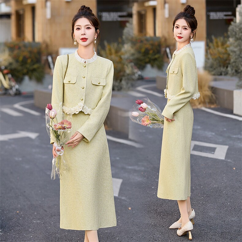 法式名媛小香风连衣裙套装女2025春秋装新款轻熟直筒半身裙两件套,女装套装/套裙,依如秀(原杭风阁)