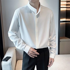 衬衫男新中式轻熟风男装夏季韩版修身免烫冰丝长袖衬衣C902，男装衬衫，星座1116A-2（原606A-1）