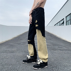 B221美式ins高街暗黑小众情侣个性破洞牛仔裤LK23046-P70控98，男装牛仔裤，电商B221