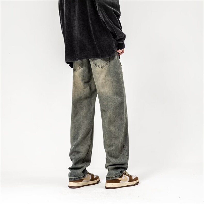 美式复古高街牛仔裤男秋冬新款潮牌做旧直筒宽松港风长裤NK04-p43,男装牛仔裤,星座1008