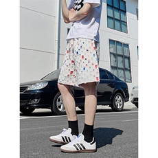 DK162-P32花白短裤男女夏季新款休闲冰丝沙滩中裤宽松百搭五分裤，男装牛仔裤，电商A178