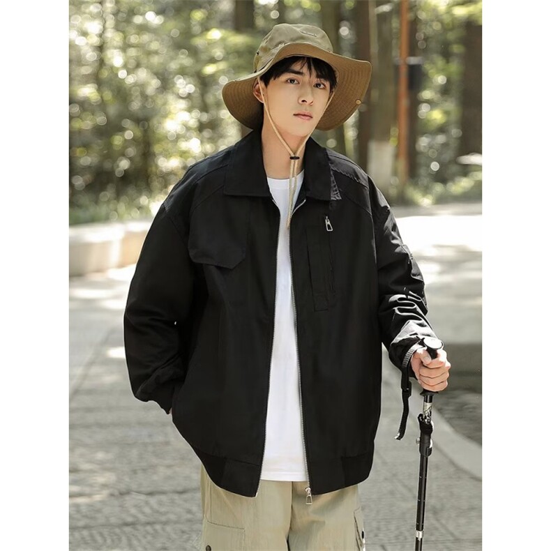 春秋款美式高街翻领飞行夹克男士宽松衣服潮牌休闲J642-P73,男装夹克,星座1109-3