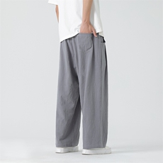 男宽松大码棉麻直筒长裤2025春夏风阔腿休闲裤2405-P55，男装休闲裤，电商A008