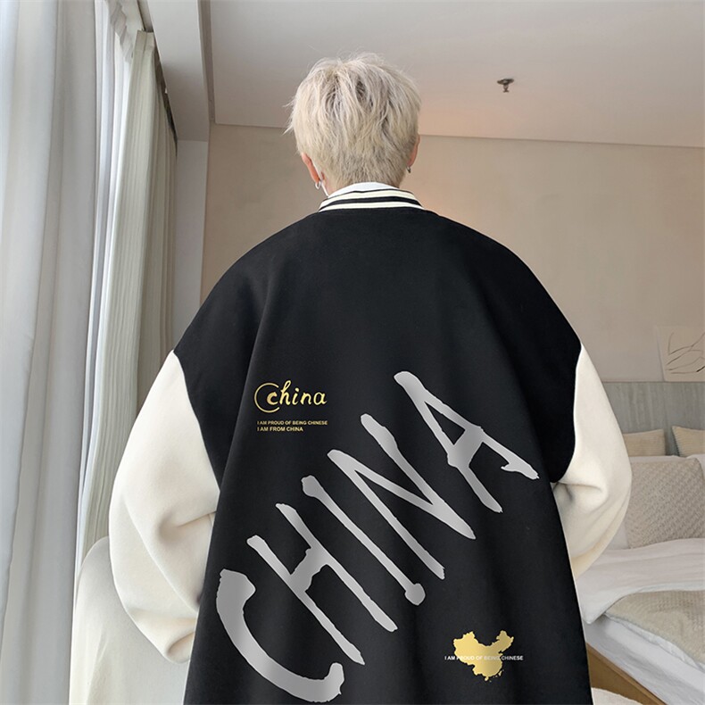 摇粒绒棒球服男大码开衫卫衣男夹克BF86208-P65,男装夹克,电商A040