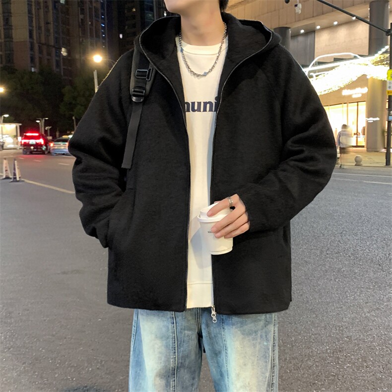 美式复古马海毛连帽男慵懒风高级感短款开衫针织夹克JK02563-P90,男装夹克,星座308B-2