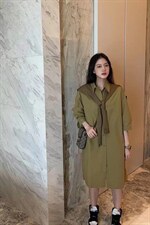 秋季披肩衬衫裙，女装衬衫，吉之红