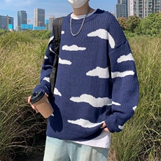 复古慵懒毛衣秋冬季ins潮牌云朵情侣装宽松针织衫男女MY689-P43，男装针织衫/毛衣，星座1008-2