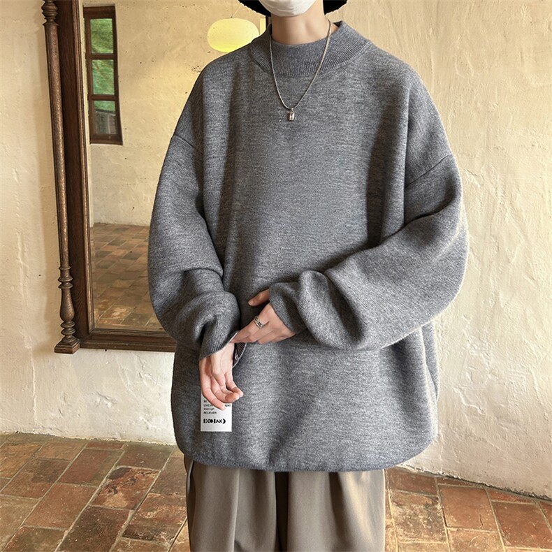 控68半高领毛衣男士大码针织衫男毛线衣男M18045-P45加绒款-P65,男装针织衫/毛衣,电商A040
