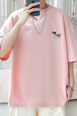 2025夏季新款旋律风车大码小狗刺绣短袖M-5XHT25406-特P25，男装T恤，电商A022