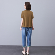 时尚休闲印花拼接套装女宽松显瘦百搭两件套，女装套装/套裙，叶笙衣
