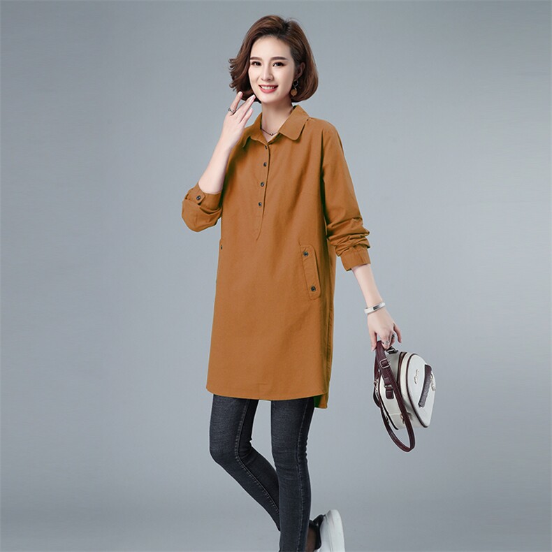 2023春秋款新品风衣女士纯棉长袖常规口袋中长款单件纯色3129，女装风衣，秋牧寒烟