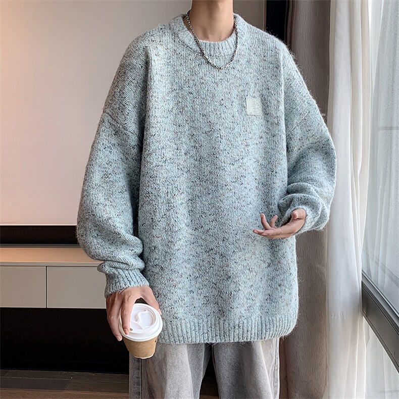 男毛衣海马毛新款秋冬季潮牌圆领上衣针织打底衫提花图片