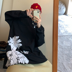 【】A003-CX1703-P35创意印花长袖T恤控价49元港风5，男装T恤，电商A003