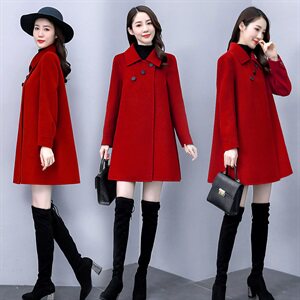 时尚中长款毛呢大衣翻领纯色2024年冬季,舍普琴科穿衣搭配图片图片