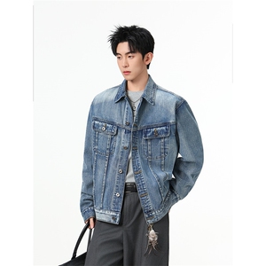 水洗牛仔外套男款春美式痞帅上衣服宽松休闲工装夹克JK1324-P80图片