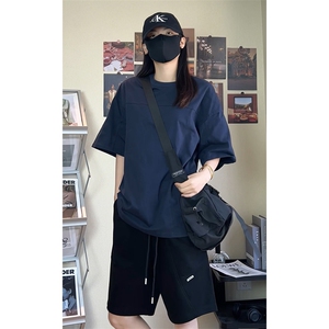 美式风套头短袖T恤男女宽松型简约显瘦纯棉圆领上衣T3610-特价P25图片