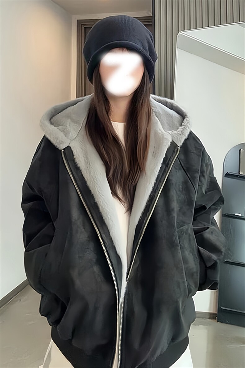 美式连帽座山雕外套男女款冬季加绒加厚毛领夹克棉服高级感pu皮衣,男装棉衣,电商A001-1
