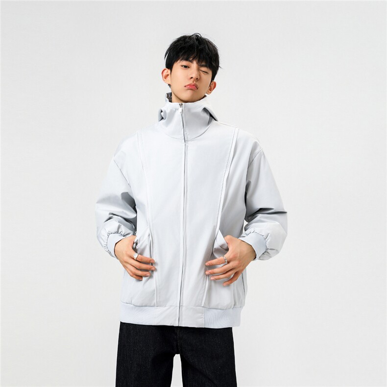 可二开拉链装饰解构大码M-5XL夹克男100%聚酯纤维JK78092P69控108,男装夹克,星座226-1