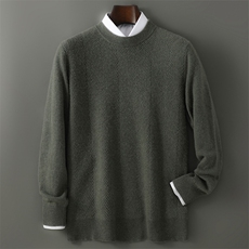 2025年秋季长袖套头时尚都市圆领竖菱形，男装羊毛衫，千国羊绒