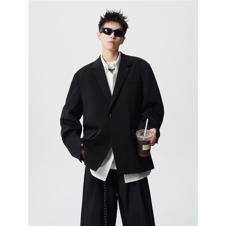 简约刺绣金属扣设计休闲西装大码M-5XL韩版西服男XF78085P85控128，男装西服，星座226-1