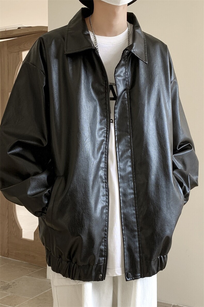 软皮衣服男士机车夹克翻领工装PU皮2025帅气短款JK2139-P75,男装夹克,星座210-1